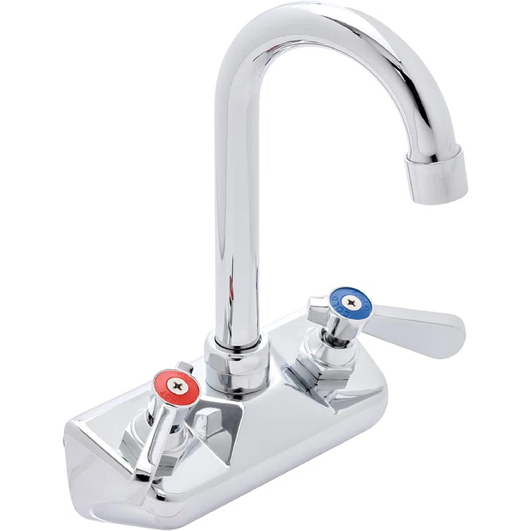 1/2" Gooseneck Spout Wall Mount Touch Kitchen Faucet with Dual Lever Handles