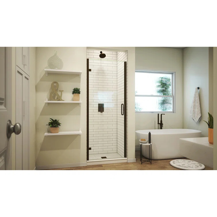MP Swinging 30" x 73" Hinged Semi-Frameless Shower Door