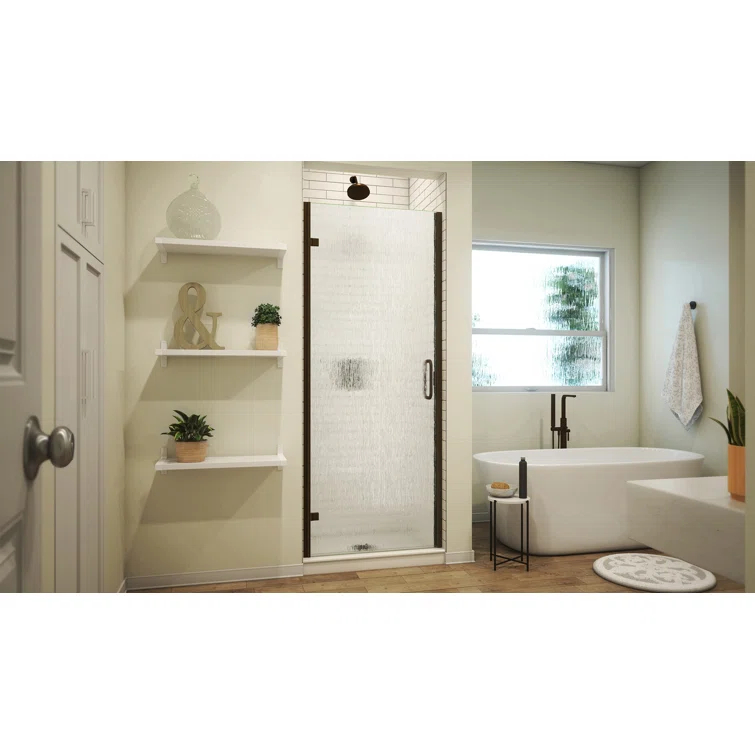 MP Swinging 24" x 73" Hinged Semi-Frameless Shower Door