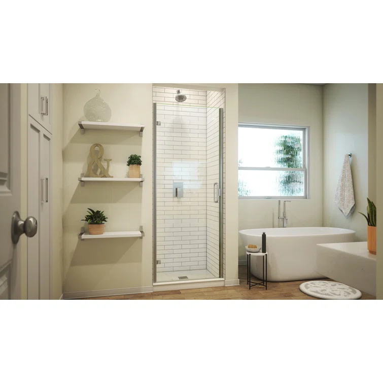 MP Swinging 31" x 67" Hinged Semi-Frameless Shower Door