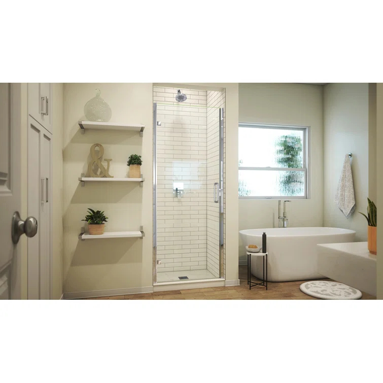 MP Swinging 30" x 73" Hinged Semi-Frameless Shower Door