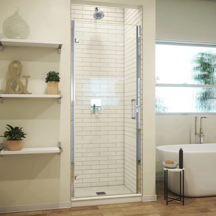 MP Swinging 30" x 73" Hinged Semi-Frameless Shower Door