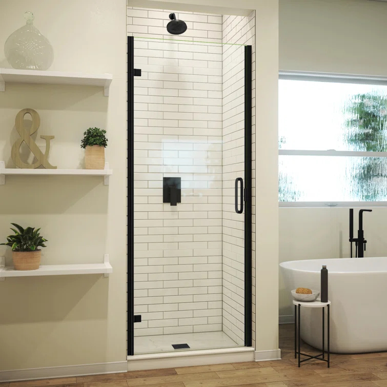 MP Swinging 35" W x 67" H Semi-Frameless Shower Door