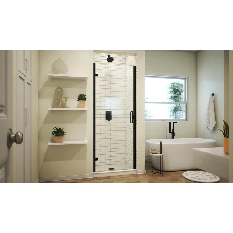 MP Swinging 35" W x 67" H Semi-Frameless Shower Door