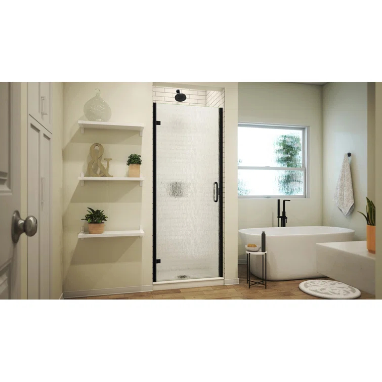 MP Swinging 28" x 67" Hinged Semi-Frameless Shower Door