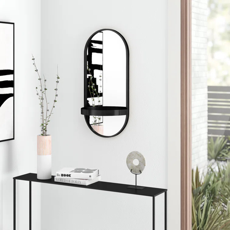 Lumi Metal Flat Mirror with Shelves