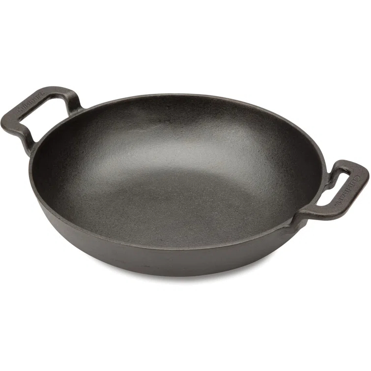 10" Black Non-Stick Cast Iron Wok with Handles