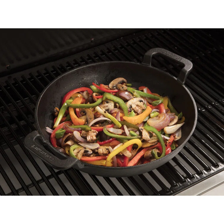 10" Black Non-Stick Cast Iron Wok with Handles