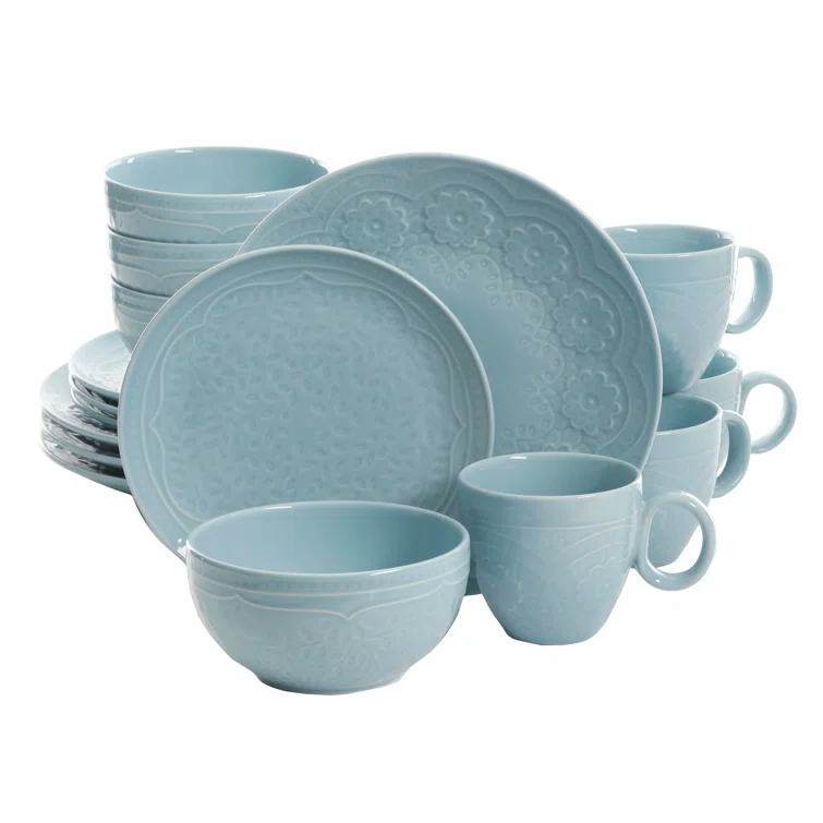 Gibson Elite Alemany 16-Piece Dinnerware Set - Aqua