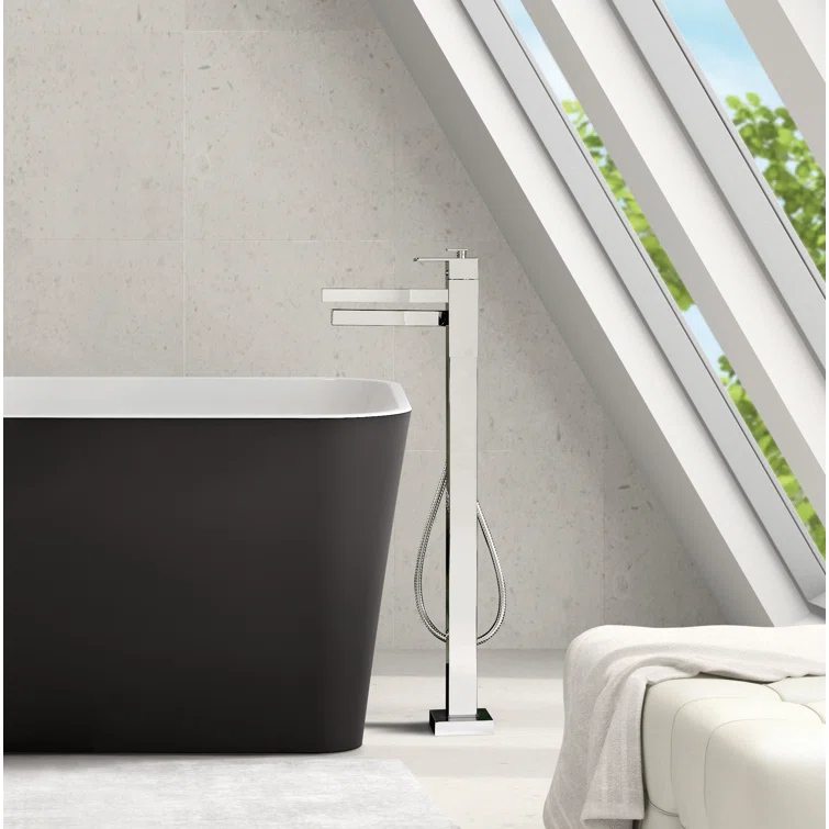Riobel TUS39C Kubik Thermostatic Single Hole Floor Mount Tub Filler Trim