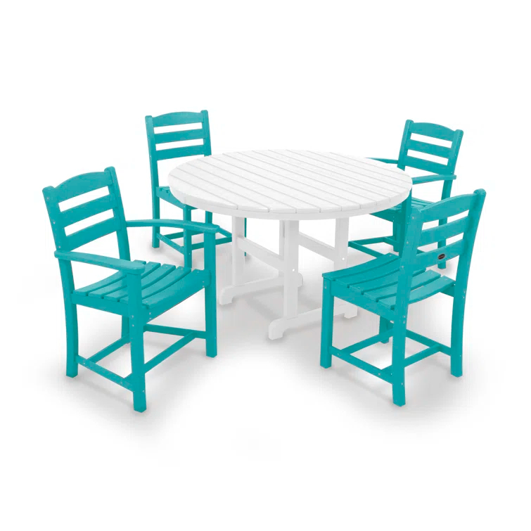 La Casa Café 5-Piece Round Farmhouse Dining Set