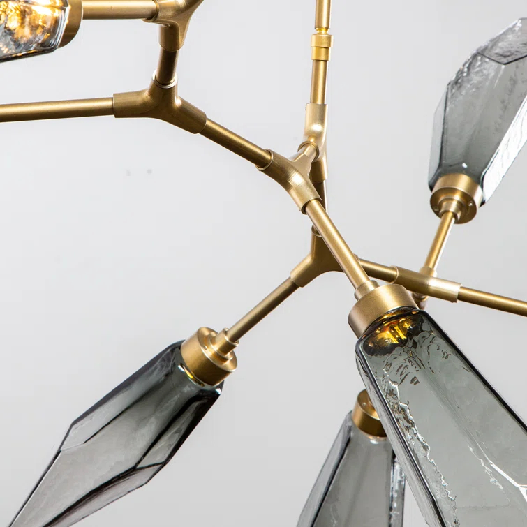 Rock Crystal Dimmable LED Sputnik Modern Linear Chandelier