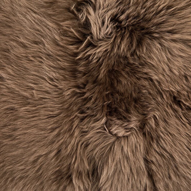 Handmade Taupe Sheepskin Rectangular Throw Blanket