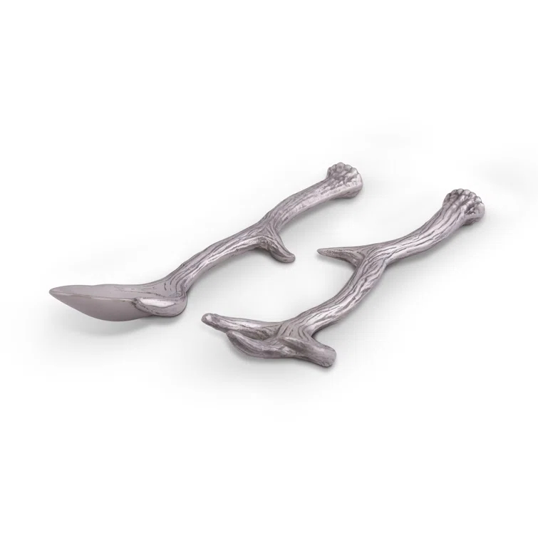 Rustic Aluminum Antler Salad Serving Set, 13.25 inches