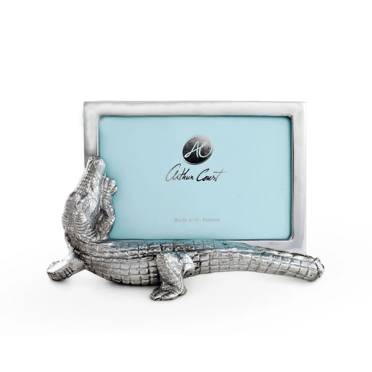 Small Silver Aluminum Alligator Photo Frame