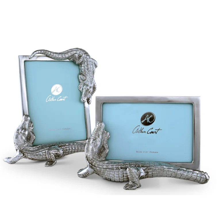 Small Silver Aluminum Alligator Photo Frame