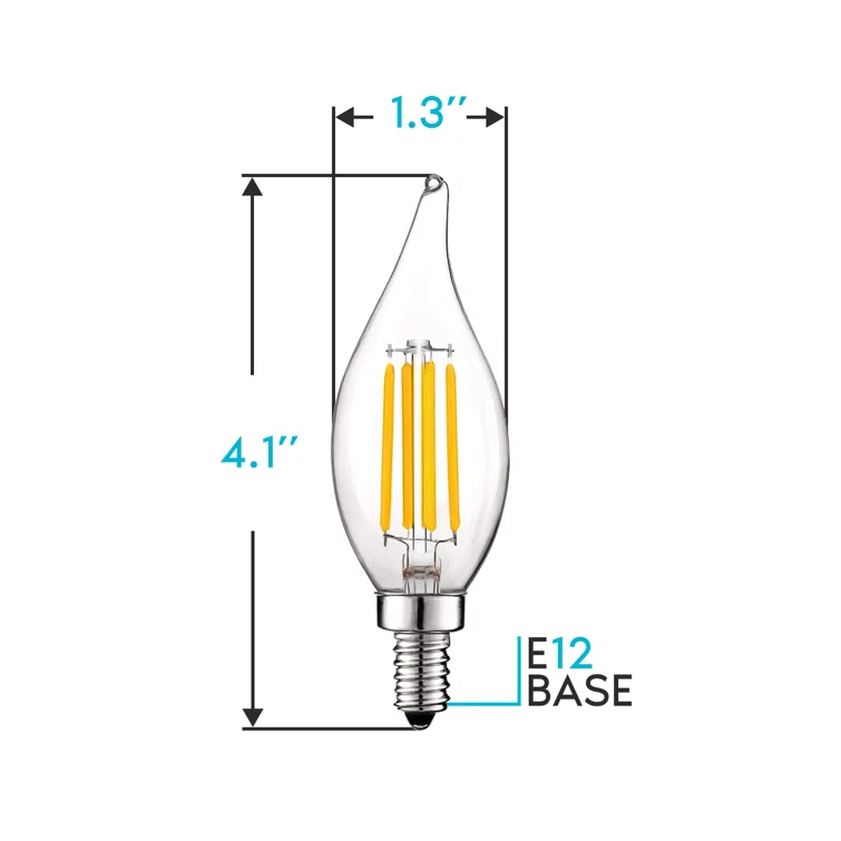 5 Watt (60 Watt Equivalent), CA11 LED, Dimmable Light Bulb, E12/Candelabra Base