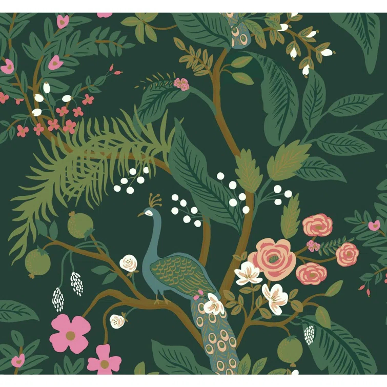 Rifle Paper Co. Peacock 27' x 27" Wallpaper Roll