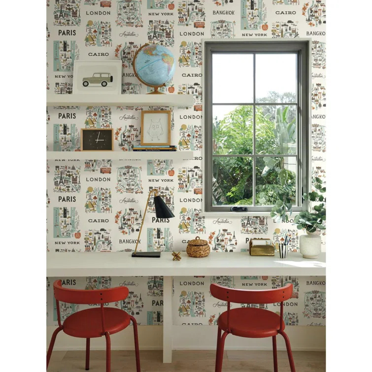Rifle Paper Co. City Maps 27' L x 27" W Wallpaper Roll