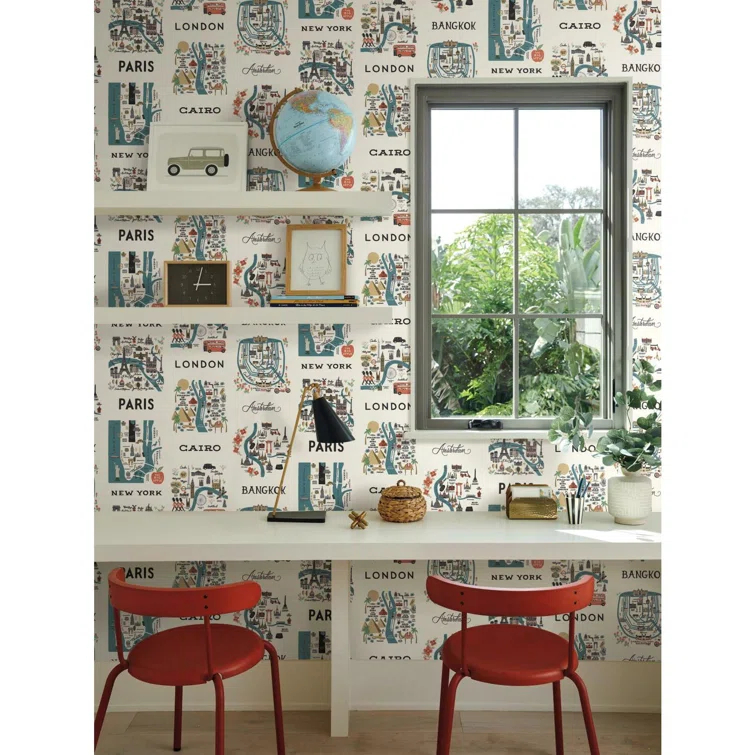 Rifle Paper Co. City Maps 27' L x 27" W Wallpaper Roll