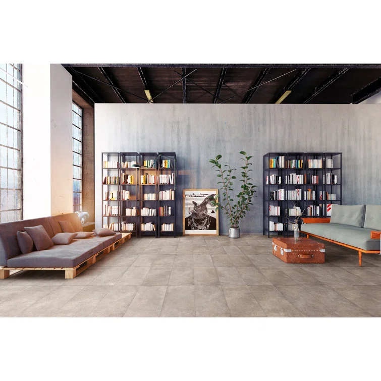 Bedrosians Materika 12" x 24" Porcelain Concrete Look Wall & Floor Tile (Set of 6)