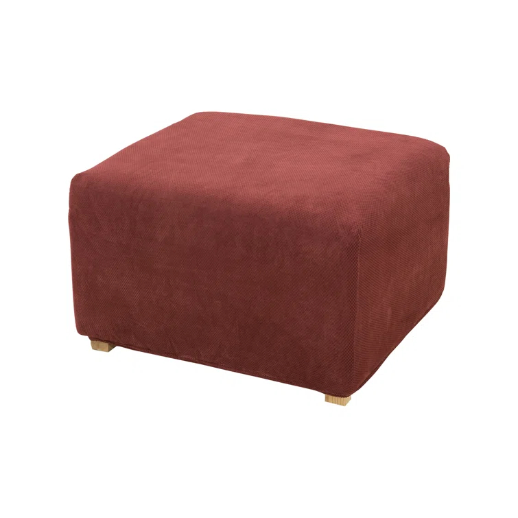Stretch Pique Box Cushion Ottoman Slipcover