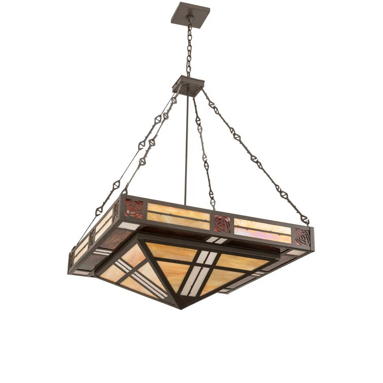 Rustic Lodge 8 - Light Bronze/Amber/Burgundy Single Pendant