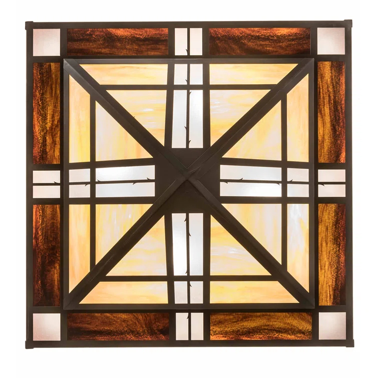 Rustic Lodge 8 - Light Bronze/Amber/Burgundy Single Pendant
