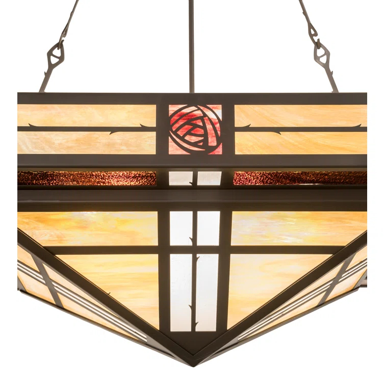 Rustic Lodge 8 - Light Bronze/Amber/Burgundy Single Pendant