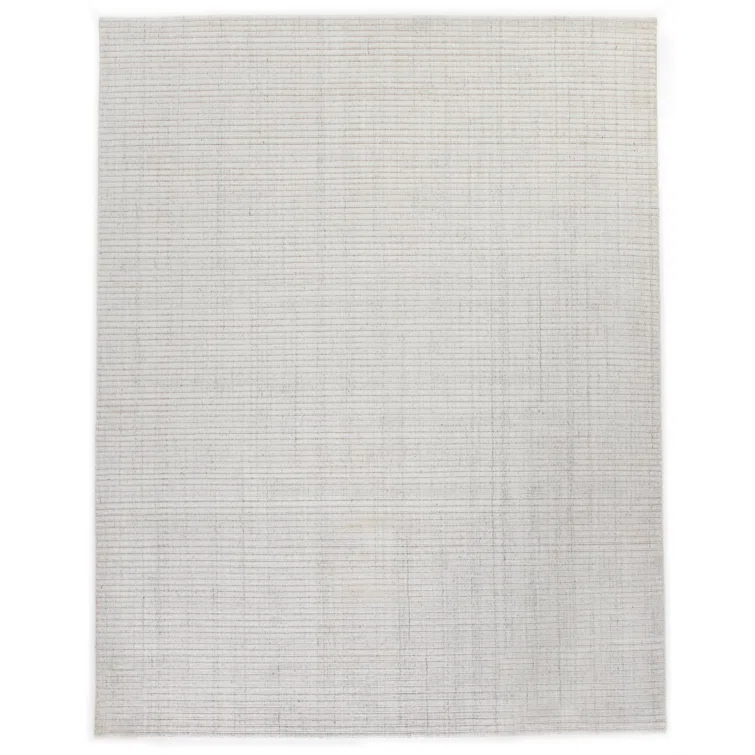 Transitional Handmade Grey/Beige Wool-Viscose Blend Rug 10' x 14'
