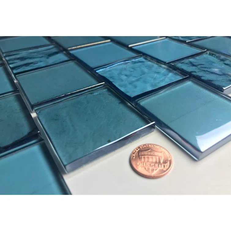 Landscape 2 in. x 2 in. Translucent Glass Plastic Face Mounted Brick Mosaic Designer Pool Tile