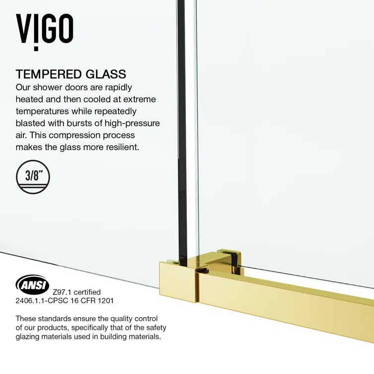 Elan E-Class 68-72" W x 76" H Sliding Frameless Shower Door with 3/8" Clear Glass