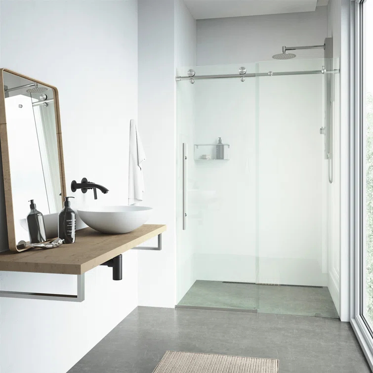 Elan E-Class 44-48" W x 76" H Sliding Frameless Shower Door with 3/8" Clear Glass