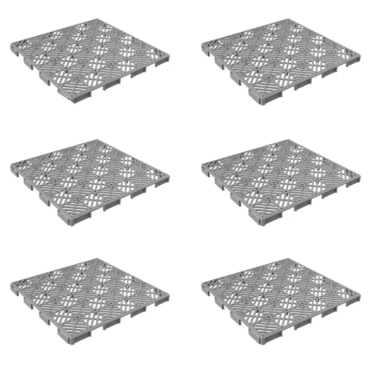 Interlocking 11.5"x11.5" Deck Tiles - Diamond Pattern Outdoor Pavers - Weather + Slip Resistant