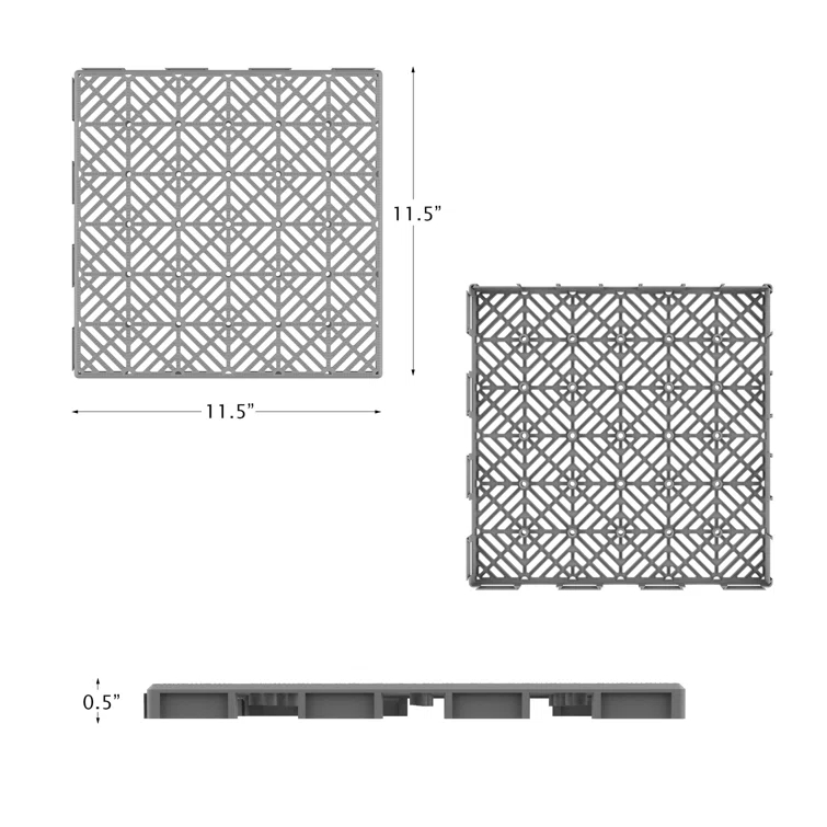 Interlocking 11.5"x11.5" Deck Tiles - Diamond Pattern Outdoor Pavers - Weather + Slip Resistant