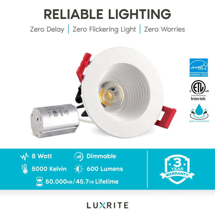 2'' Dimmable Air-Tight IC Rated LED Canless Recessed Lighting Kit