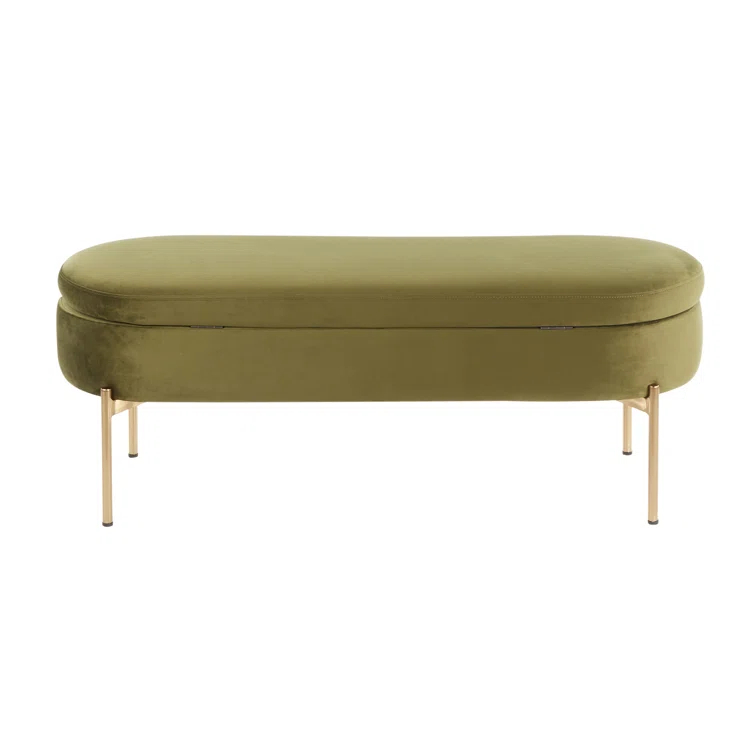Velvet Upholstered Storage Bench