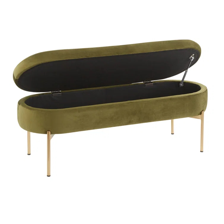 Velvet Upholstered Storage Bench