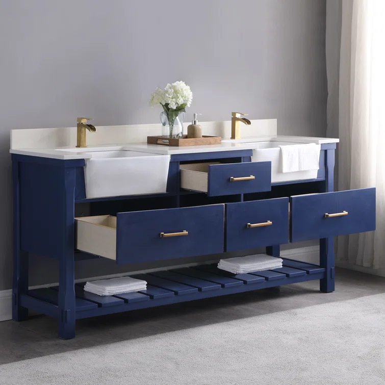 Clancy 72'' Double Bathroom Vanity with Stone Top