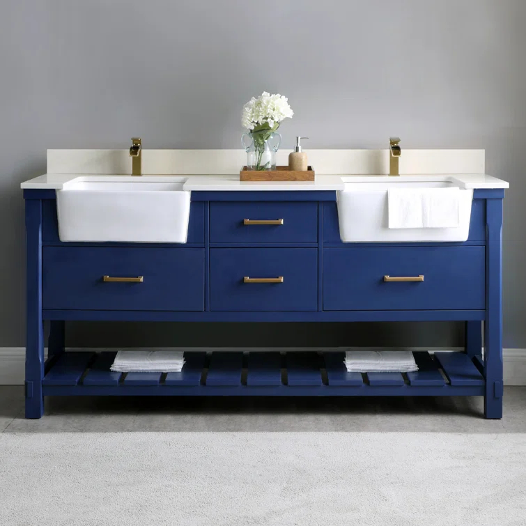 Clancy 72'' Double Bathroom Vanity with Stone Top