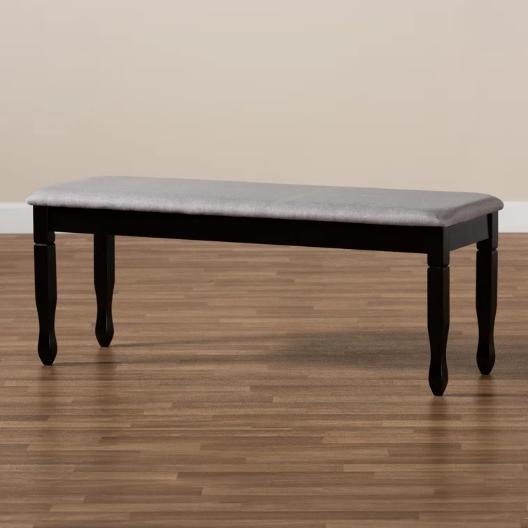 Charlton Home® Gethyn Grey Fabric Upholstered Bench With Dark Brown Finished Wood, 18.9'' H X 47.8'' W X 16.1'' D
