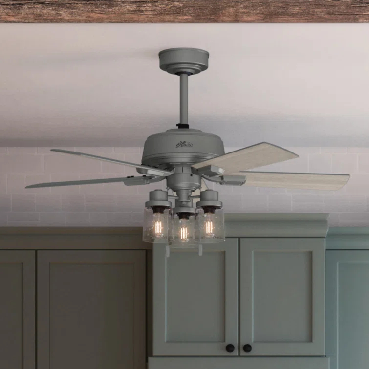 Hunter Fan 44" Hartland 5 - Blade Modern Farmhouse Indoor Ceiling Fan with Lights and Pull Chains