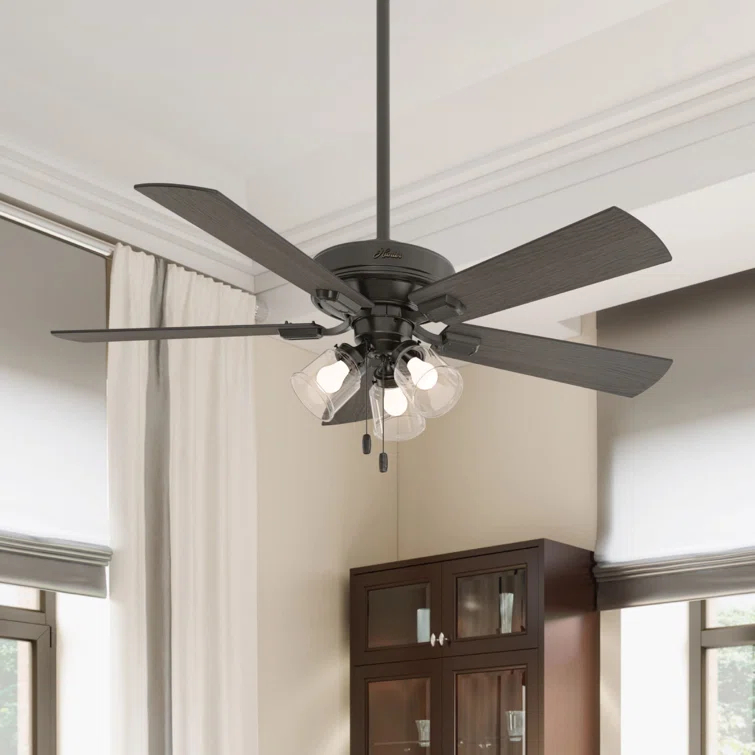 Hunter Fan 52" Crestfield 5 - Blade Modern Farmhouse Indoor Ceiling Fan with Light and Pull Chains