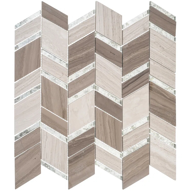 Casia Polished Marble/Porcelain/ Mirrored Glass Chevron Mosaic Kitchen and Bathroom Wall Tile