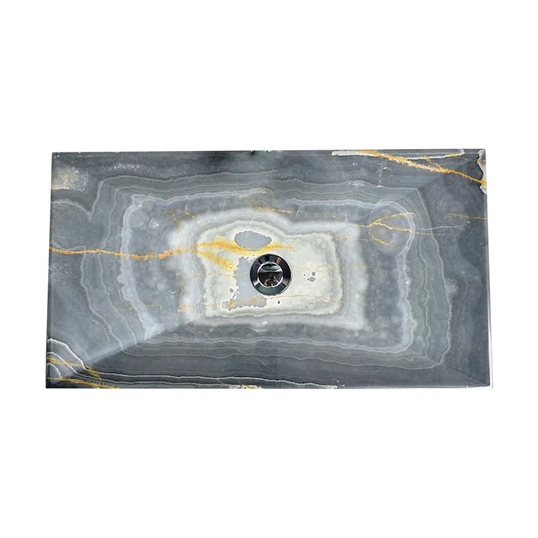 AA Warehousing 13'' Gray Stone Rectangular Bathroom Sink