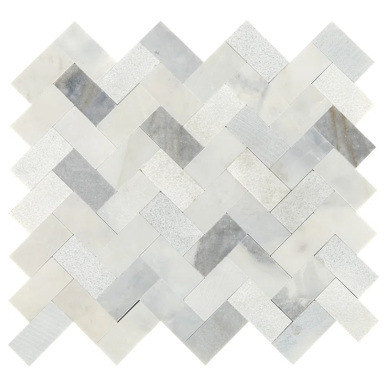Minute Mosaix Natural Stone Herringbone Mosaic Sheet Floor &Wall Tile