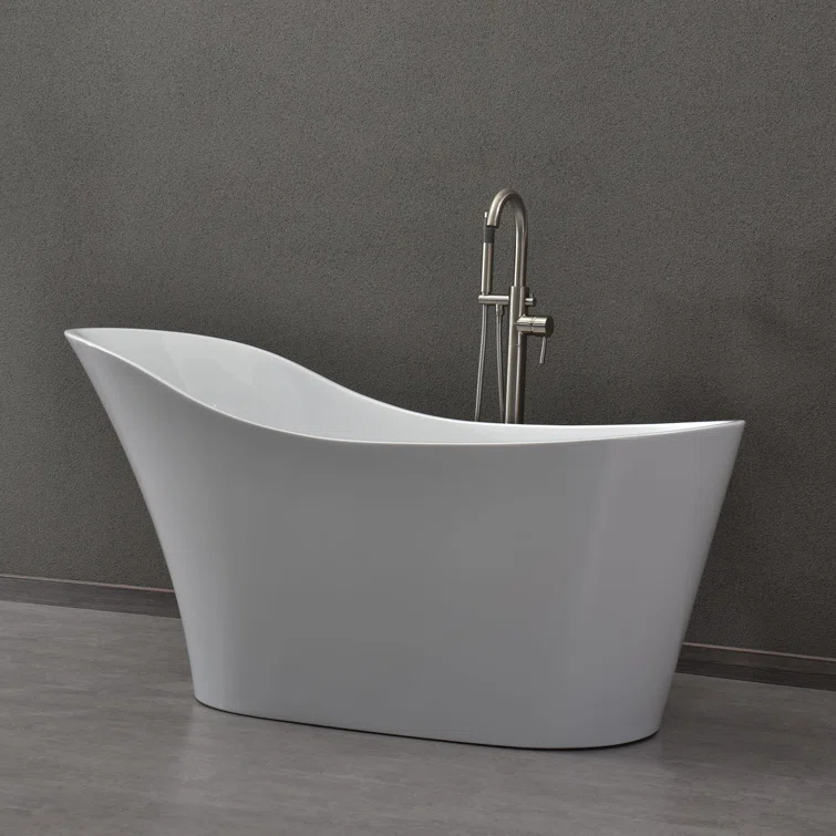 WoodBridge 59'' x 28.75'' Freestanding Soaking Acrylic Bathtub W-B0016-B
