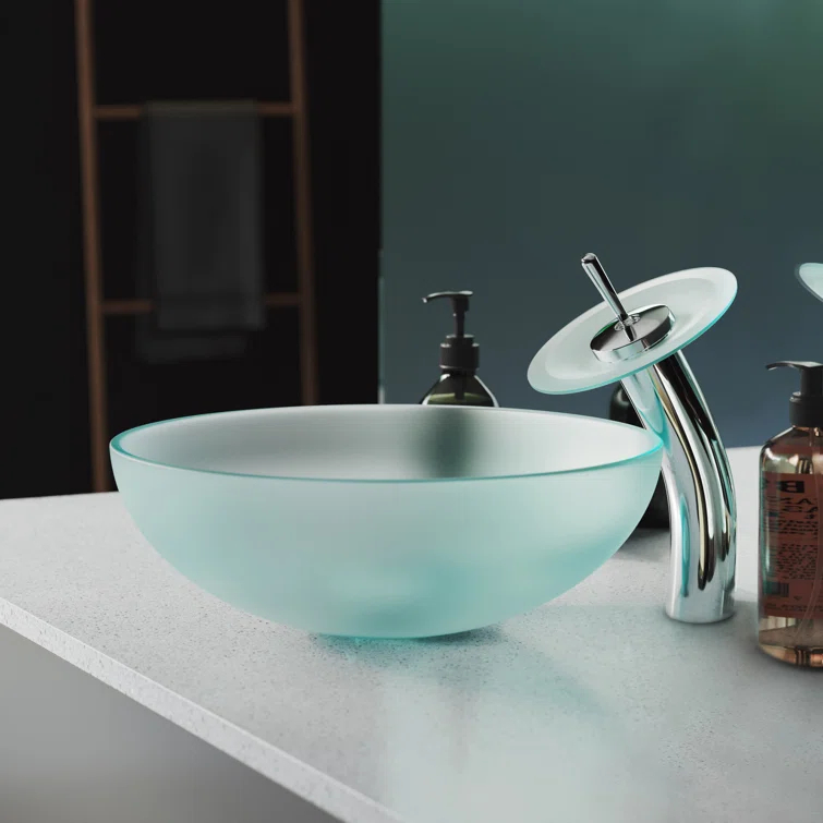 Cascade 16.5 Glass Vessel Sink with Faucet