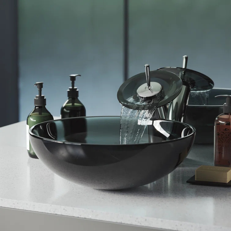 Cascade 16.5 Glass Vessel Sink with Faucet
