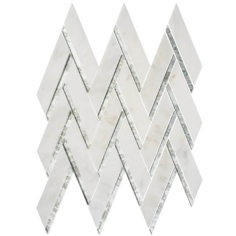 Skylar Stone and Mirror Glass Mosaic Shower Walls, Kitchen Backsplash, Wall and Floor Tile
